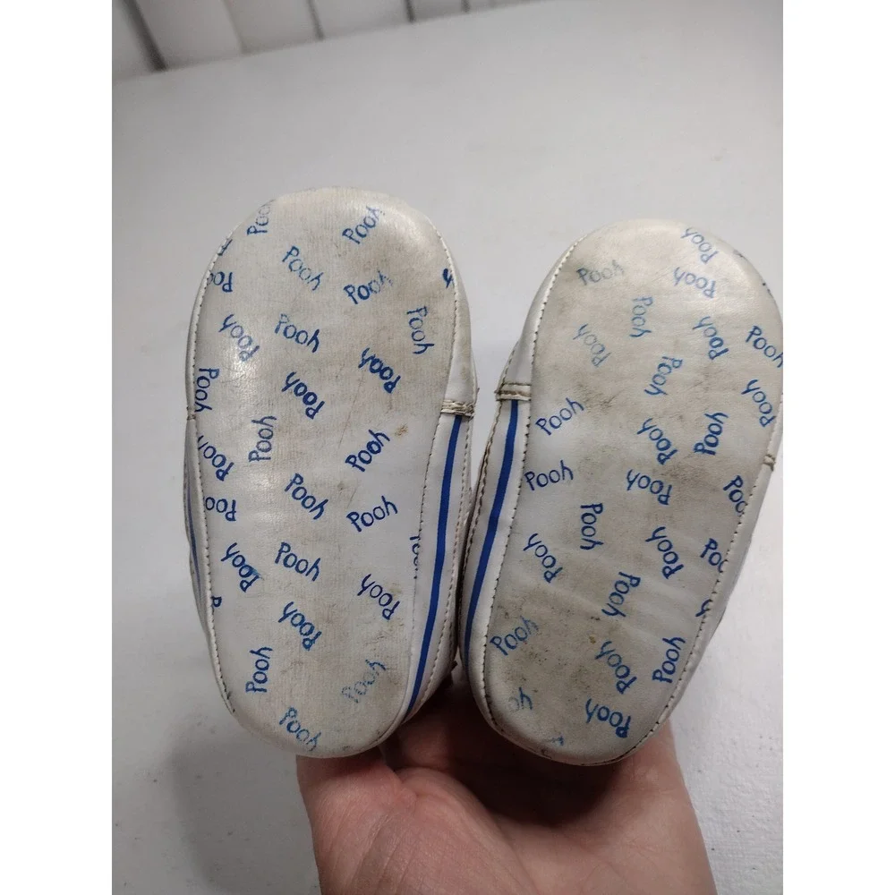 Disney Winnie the‎ Pooh Tigger Vintage Crib Shoes White Blue Red Baby Size 3